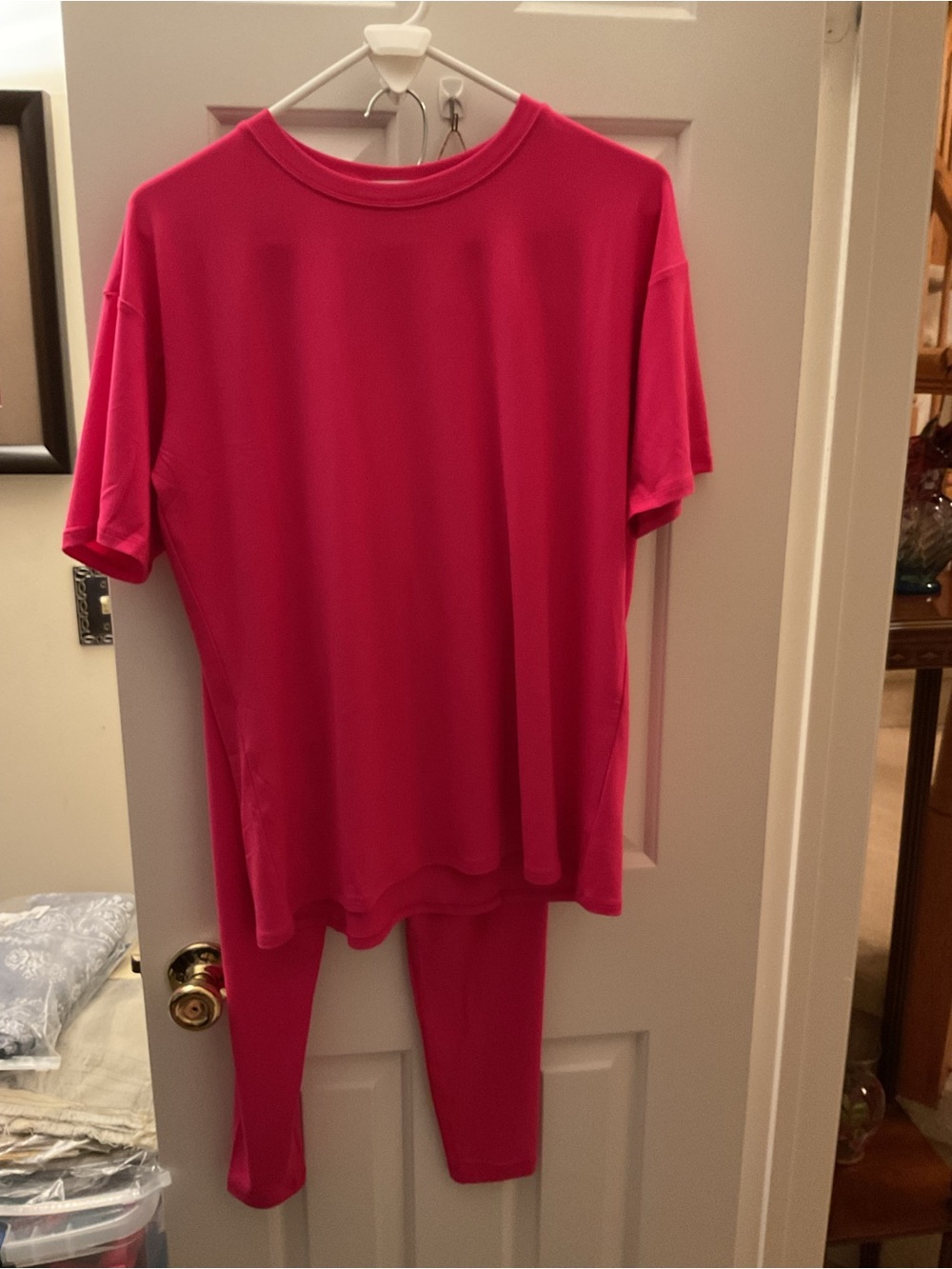 Zenana Bright Pink Active Tee & Leggings Set